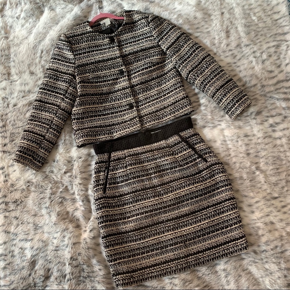 H&M Tweed Jacket & Skirt Set metallic gold & black